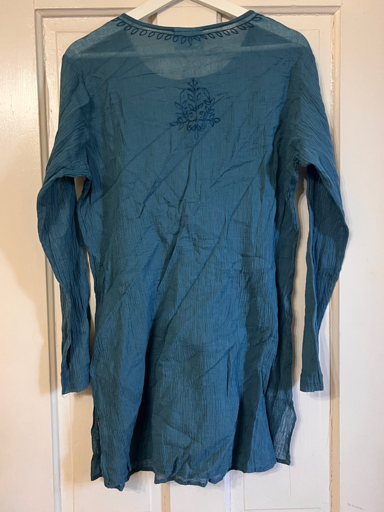 Holyclothing Embroidered Long-Sleeve Teal Tunic Top, Nwt — image 2 of 8